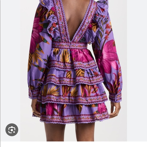 Farm Rio Purple Flower Mini Dress - Picture 2 of 3